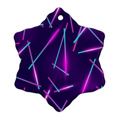 Retrowave Aesthetic Vaporwave Retro Memphis Pattern 80s Design Geometric Shapes Futurist Purple Pink Blue Neon Light Snowflake Ornament (two Sides) by genx