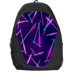 Retrowave Aesthetic Vaporwave Retro Memphis Pattern 80s Design Geometric Shapes Futurist Purple Pink Blue Neon Light Backpack Bag by genx