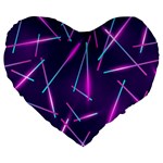 Retrowave Aesthetic vaporwave retro memphis pattern 80s design geometric shapes futurist purple pink blue neon light Large 19  Premium Heart Shape Cushions Front