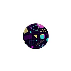 Retrowave Aesthetic Vaporwave Retro Memphis Pattern 80s Design 3d Geometric Shapes 1  Mini Buttons by genx