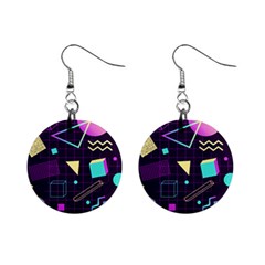 Retrowave Aesthetic Vaporwave Retro Memphis Pattern 80s Design 3d Geometric Shapes Mini Button Earrings