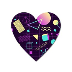 Retrowave Aesthetic Vaporwave Retro Memphis Pattern 80s Design 3d Geometric Shapes Heart Magnet by genx