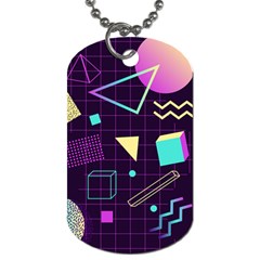 Retrowave Aesthetic Vaporwave Retro Memphis Pattern 80s Design 3d Geometric Shapes Dog Tag (two Sides) by genx