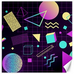 Retrowave Aesthetic Vaporwave Retro Memphis Pattern 80s Design 3d Geometric Shapes Canvas 12  X 12  by genx