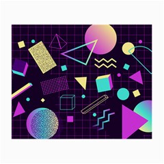 Retrowave Aesthetic Vaporwave Retro Memphis Pattern 80s Design 3d Geometric Shapes Small Glasses Cloth (2 Sides) by genx