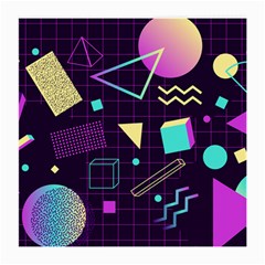 Retrowave Aesthetic Vaporwave Retro Memphis Pattern 80s Design 3d Geometric Shapes Medium Glasses Cloth (2 Sides) by genx