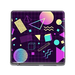 Retrowave Aesthetic Vaporwave Retro Memphis Pattern 80s Design 3d Geometric Shapes Memory Card Reader (square 5 Slot) by genx