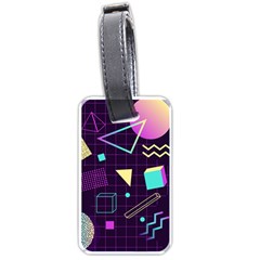 Retrowave Aesthetic Vaporwave Retro Memphis Pattern 80s Design 3d Geometric Shapes Luggage Tag (one Side) by genx