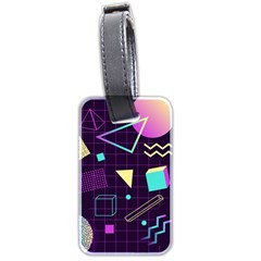 Retrowave Aesthetic Vaporwave Retro Memphis Pattern 80s Design 3d Geometric Shapes Luggage Tag (two Sides) by genx