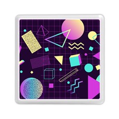 Retrowave Aesthetic Vaporwave Retro Memphis Pattern 80s Design 3d Geometric Shapes Memory Card Reader (square) by genx