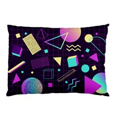 Retrowave Aesthetic Vaporwave Retro Memphis Pattern 80s Design 3d Geometric Shapes Pillow Case (two Sides) by genx