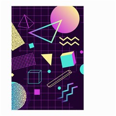 Retrowave Aesthetic Vaporwave Retro Memphis Pattern 80s Design 3d Geometric Shapes Small Garden Flag (two Sides) by genx