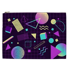 Retrowave Aesthetic Vaporwave Retro Memphis Pattern 80s Design 3d Geometric Shapes Cosmetic Bag (xxl) by genx