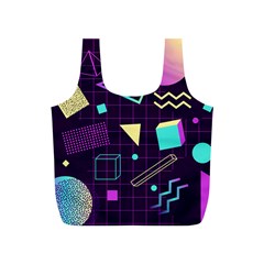 Retrowave Aesthetic Vaporwave Retro Memphis Pattern 80s Design 3d Geometric Shapes Full Print Recycle Bag (s) by genx