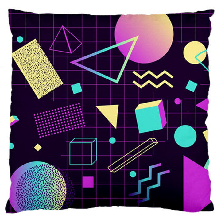 Retrowave Aesthetic vaporwave retro memphis pattern 80s design 3D geometric shapes Standard Flano Cushion Case (One Side)