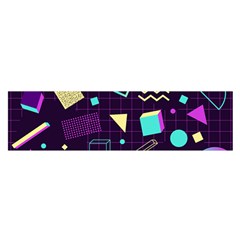 Retrowave Aesthetic Vaporwave Retro Memphis Pattern 80s Design 3d Geometric Shapes Satin Scarf (oblong)