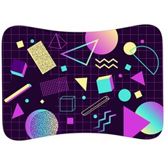 Retrowave Aesthetic Vaporwave Retro Memphis Pattern 80s Design 3d Geometric Shapes Velour Seat Head Rest Cushion by genx