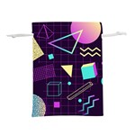 Retrowave Aesthetic vaporwave retro memphis pattern 80s design 3D geometric shapes Lightweight Drawstring Pouch (S) Front