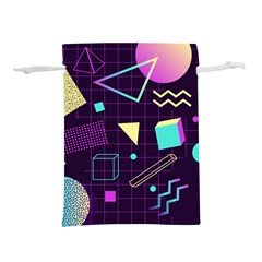 Retrowave Aesthetic Vaporwave Retro Memphis Pattern 80s Design 3d Geometric Shapes Lightweight Drawstring Pouch (l) by genx