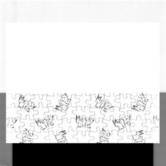 Messy Life Phrase Motif Typographic Pattern Rectangular Jigsaw Puzzl by dflcprintsclothing