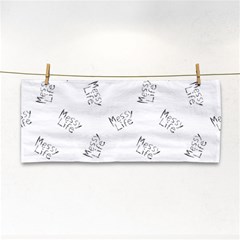 Messy Life Phrase Motif Typographic Pattern Hand Towel