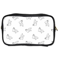 Messy Life Phrase Motif Typographic Pattern Toiletries Bag (two Sides)