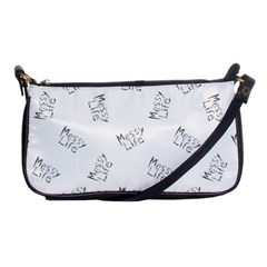 Messy Life Phrase Motif Typographic Pattern Shoulder Clutch Bag by dflcprintsclothing