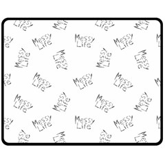 Messy Life Phrase Motif Typographic Pattern Double Sided Fleece Blanket (medium)  by dflcprintsclothing