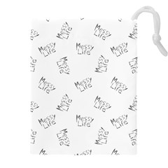 Messy Life Phrase Motif Typographic Pattern Drawstring Pouch (5xl)