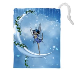 Little Fairy Dancing On The Moon Drawstring Pouch (4xl) by FantasyWorld7