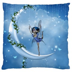 Little Fairy Dancing On The Moon Large Cushion Case (two Sides) by FantasyWorld7