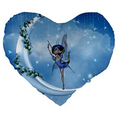 Little Fairy Dancing On The Moon Large 19  Premium Flano Heart Shape Cushions by FantasyWorld7