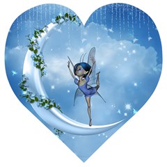 Little Fairy Dancing On The Moon Wooden Puzzle Heart by FantasyWorld7