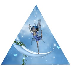 Little Fairy Dancing On The Moon Wooden Puzzle Triangle by FantasyWorld7