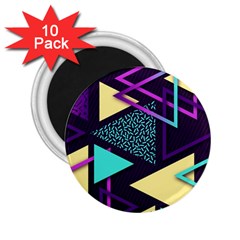 Retrowave Aesthetic Vaporwave Retro Memphis Triangle Pattern 80s Yellow Turquoise Purple 2 25  Magnets (10 Pack)  by genx