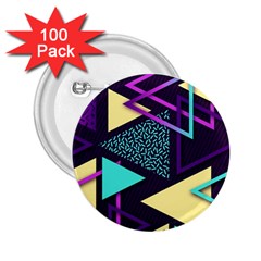 Retrowave Aesthetic Vaporwave Retro Memphis Triangle Pattern 80s Yellow Turquoise Purple 2 25  Buttons (100 Pack)  by genx