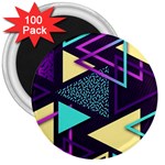 Retrowave Aesthetic vaporwave retro memphis triangle pattern 80s yellow turquoise purple 3  Magnets (100 pack) Front