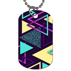 Retrowave Aesthetic Vaporwave Retro Memphis Triangle Pattern 80s Yellow Turquoise Purple Dog Tag (two Sides) by genx