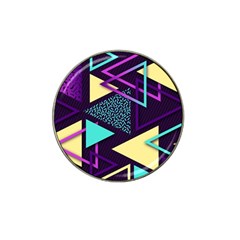 Retrowave Aesthetic Vaporwave Retro Memphis Triangle Pattern 80s Yellow Turquoise Purple Hat Clip Ball Marker by genx