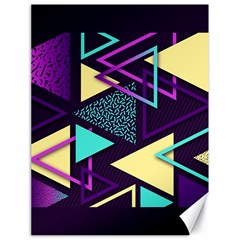 Retrowave Aesthetic Vaporwave Retro Memphis Triangle Pattern 80s Yellow Turquoise Purple Canvas 18  X 24  by genx