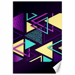 Retrowave Aesthetic Vaporwave Retro Memphis Triangle Pattern 80s Yellow Turquoise Purple Canvas 20  X 30  by genx