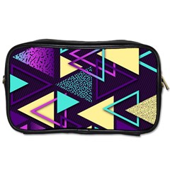 Retrowave Aesthetic Vaporwave Retro Memphis Triangle Pattern 80s Yellow Turquoise Purple Toiletries Bag (two Sides) by genx