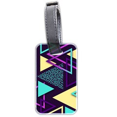 Retrowave Aesthetic Vaporwave Retro Memphis Triangle Pattern 80s Yellow Turquoise Purple Luggage Tag (two Sides) by genx