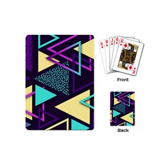 Retrowave Aesthetic Vaporwave Retro Memphis Triangle Pattern 80s Yellow Turquoise Purple Playing Cards Single Design (mini) by genx