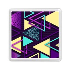 Retrowave Aesthetic Vaporwave Retro Memphis Triangle Pattern 80s Yellow Turquoise Purple Memory Card Reader (square) by genx