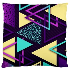 Retrowave Aesthetic Vaporwave Retro Memphis Triangle Pattern 80s Yellow Turquoise Purple Large Cushion Case (one Side) by genx