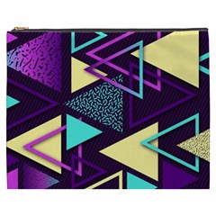 Retrowave Aesthetic Vaporwave Retro Memphis Triangle Pattern 80s Yellow Turquoise Purple Cosmetic Bag (xxxl) by genx