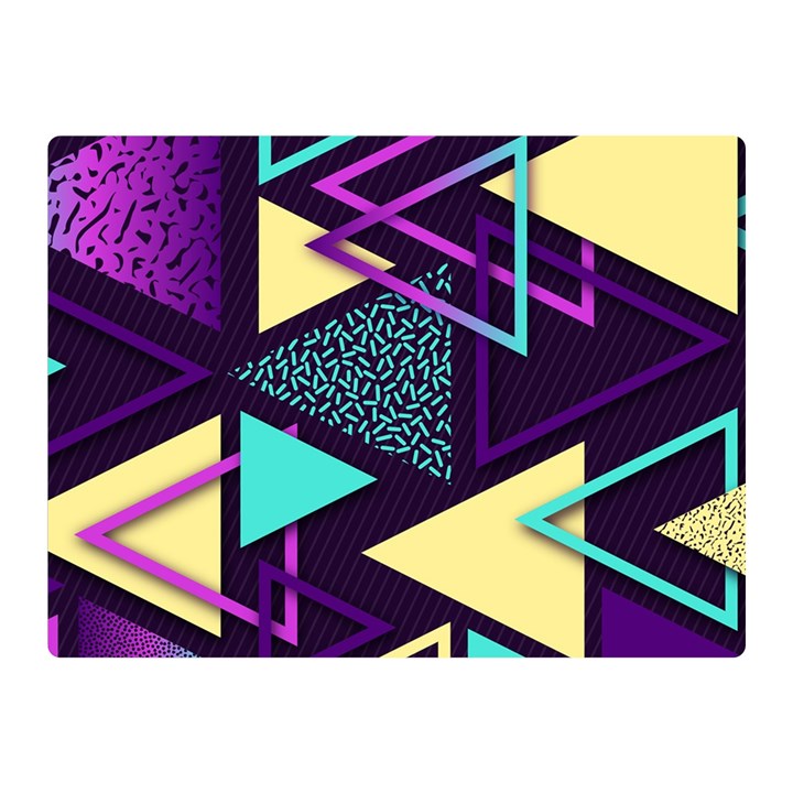 Retrowave Aesthetic vaporwave retro memphis triangle pattern 80s yellow turquoise purple Double Sided Flano Blanket (Mini) 