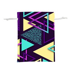 Retrowave Aesthetic Vaporwave Retro Memphis Triangle Pattern 80s Yellow Turquoise Purple Lightweight Drawstring Pouch (m) by genx