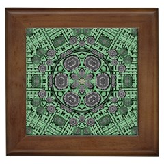 Bamboo Wood And Flowers In The Green Framed Tile by pepitasart